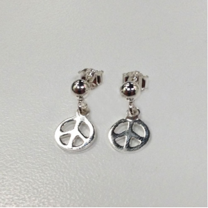 Small Peace Sterling Silver Earrings 